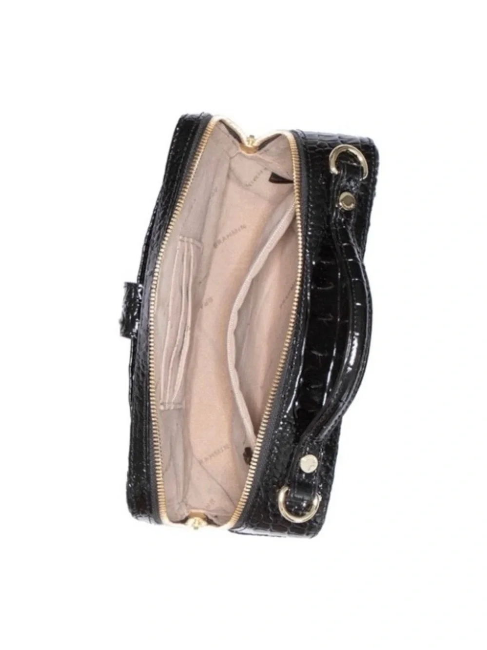 Brahmin Evie Black Melbourne Embossed Leather Crossbody Bag